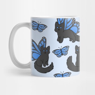 Blue Butterfly Cat Mug